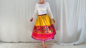 Vintage Banjara Embroidered Drawstring Skirt.