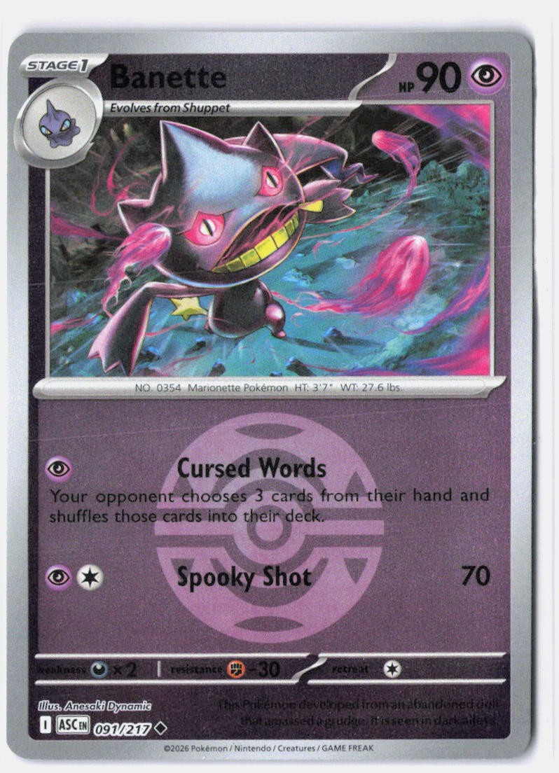 Banette - (Dusk Ball) Reverse Holo ME: Ascended Heroes 091/217 NM