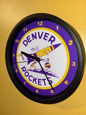 Denver Rockets Basketball Throwback Bar Man Cave Retro Clock Sign