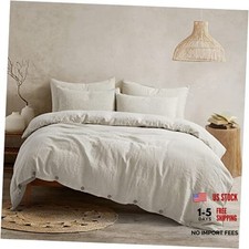 100 Flax Linen Duvet Cover Set - Stone Washed Pure French Linen Queen Natural