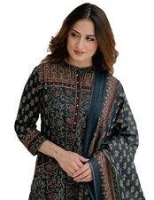 Women  s Cotton Printed Kurta Set with Palazzo Pants and Dupatta