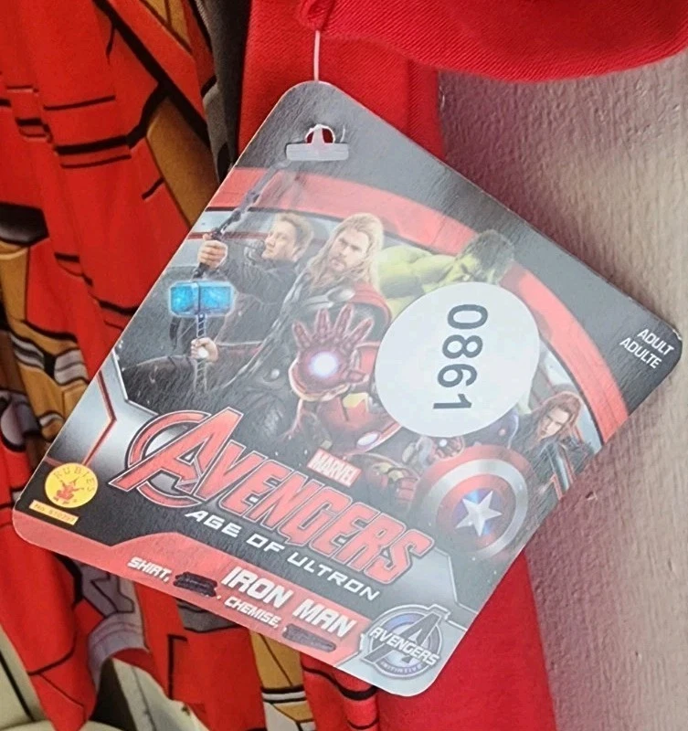 红宝石复仇者联盟钢铁侠服装印花衬衫男式大号带面具 B0861 — 第 2/4 张图片