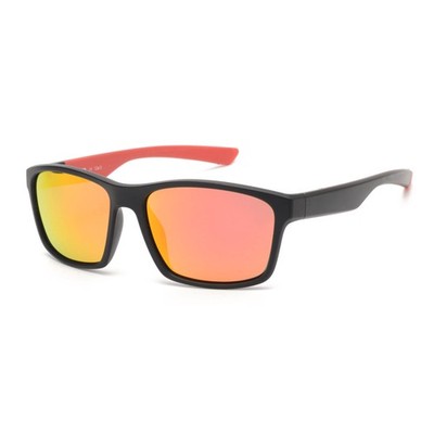 GLINDAR Polarized Sport One Size, Black Red Frame / Mirror Lens