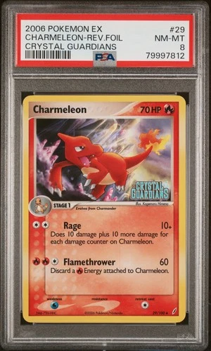 2006 Pokemon Charmeleon EX Crystal Guardians Reverse Holo #29 PSA 8
