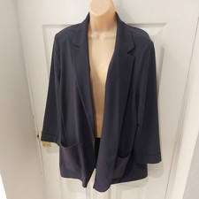 M&S Collection - Navy boyfriend Blazer Open Front Size 22 office work plus size 
