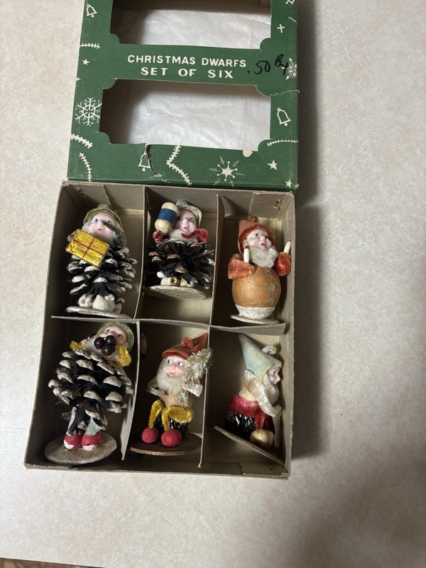 Vintage Pinecone Dwarf Elf Christmas Ornament  ~ Shiny Brite ~ Japan