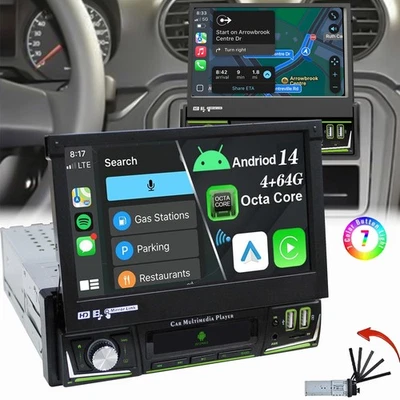 4+64G Android 14 Simple 1 DIN 7" Autoradio Carplay GPS WIFI Bluetooth RDS EQ - Photo 1/4