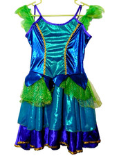 Rubies Fancy Fairy Costume Dress Girls M 9-10 Blue Green Sparkle Dress Up Fun