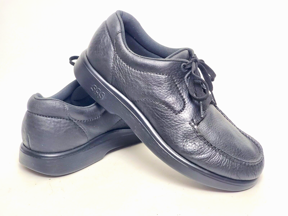 Sas Bout Time Size 9 Black Pebbled Leather Moc Toe Walking Oxfords Comfort Shoes d58c51db-6f8a-4e22-842d-  main image 3