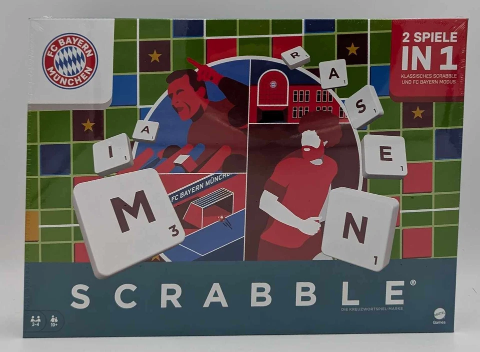 Mattel  Scrabble FC Bayern München Wortspiel Wörterspiel Wörter FCB Fußball NEU - Bild 2 von 4