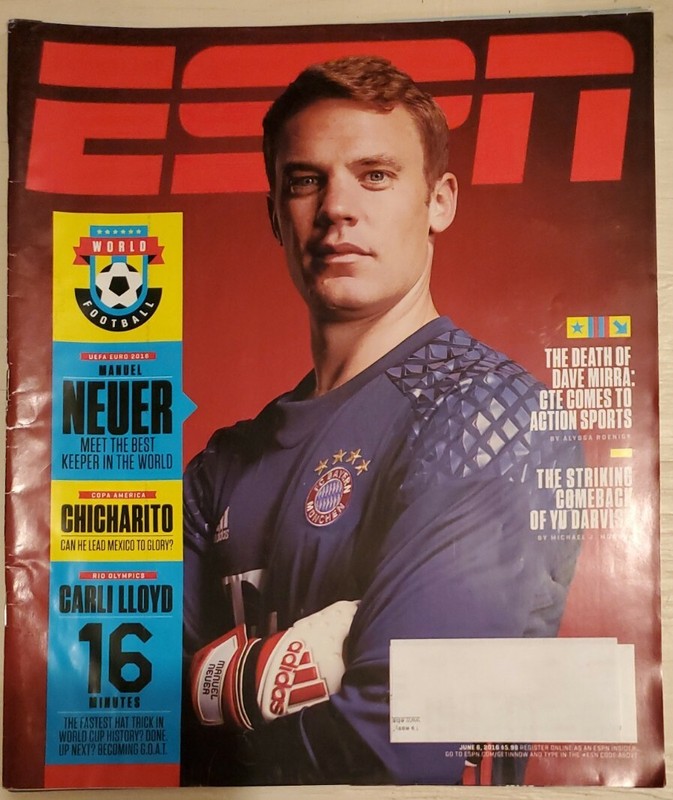 MANUEL NEUER ESPN MAGAZINE 6 JUNE 2016 FC BAYERN MUNICH, CHICHARITO, CARLI LLOYD