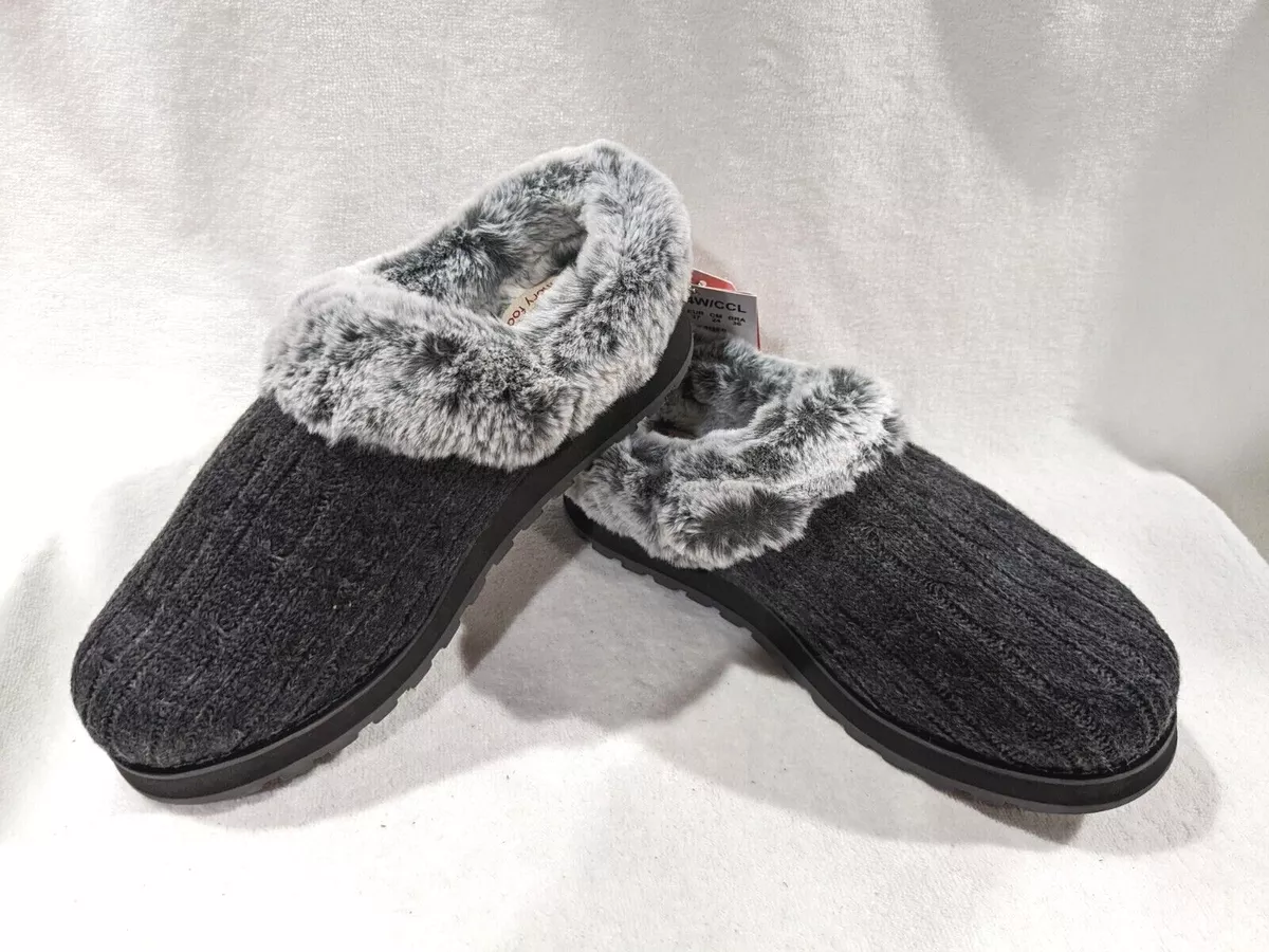 Skechers BOBS Women s Keepsakes Ice Angel Charcoal Clog Slippers Sz 7 NWB WIDE