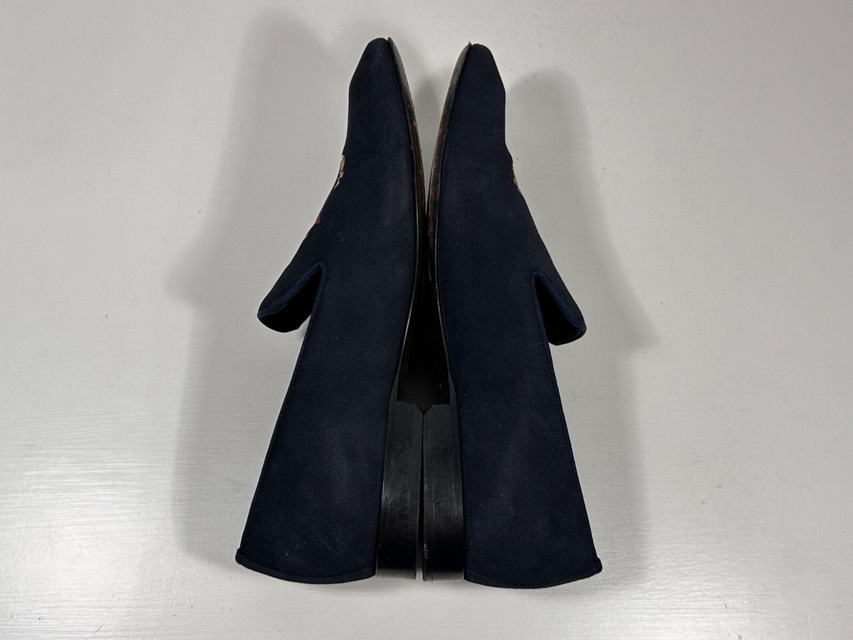 Robert Talbott Altos Dark Navy Embroidered Venetian Loafers 