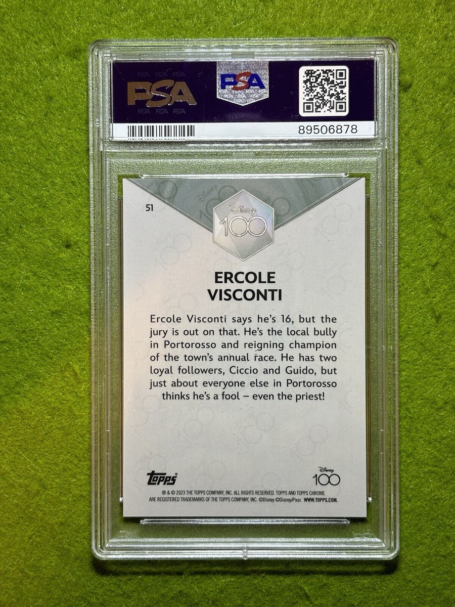 Ercole Visconti PSA 9 Disney 100 PURPLE #/299 REFRACTOR 2023 Topps