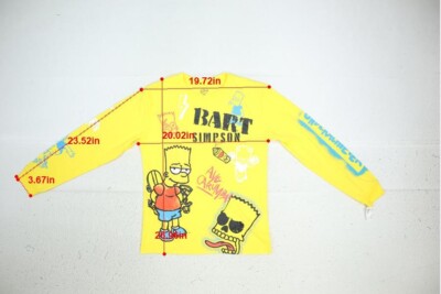ハンドメイド Bart Simpson Graffiti Tee Yellow Aye Carumba Skateboard Long