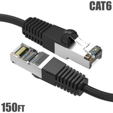 150FT Cat6 LAN Network Ethernet Router SSTP Shielded Patch Cable 26AWG Black
