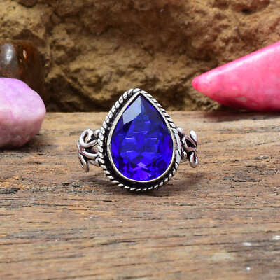 Valentine's Day  Tanzanite Gemstone 925 Sterling Silver Handmade Ring All Size
