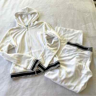 Juicy Couture RARE Vintage Terry White Track Suit Black Stripe Jacket  Pants