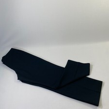 Women's Dress Pants 10P Black Polyester Mid-Rise Straight-Leg Slash Pockets