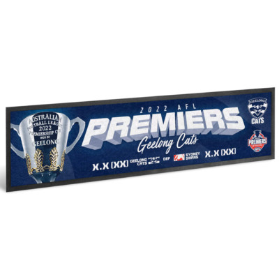 Geelong Cats Official AFL GF Premiership 2022 Rubber Backed Scores Bar Runner