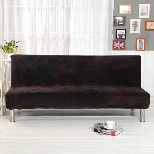 Neu Plüsch Armlos Schlafsofa Bezug Stretch Rutschfest Klappcouch Futon Schutz - Bild 62 von 78