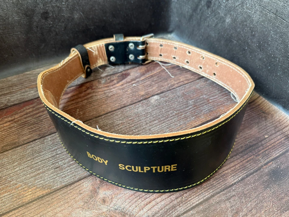 Cinturón de cuero vintage escultura corporal levantamiento de pesas gimnasio hecho en Inglaterra talla L Foto 4 de 4