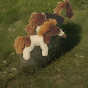 PLUSH PAINT HORSE & PONY FAO SCHWARZ 2015 TOYS R US White Brown 2 pieces