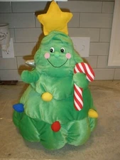 Vintage 1997 STUFFINS Christmas Tree w/ Star & Candy Cane Plush 18" EUC (P57)