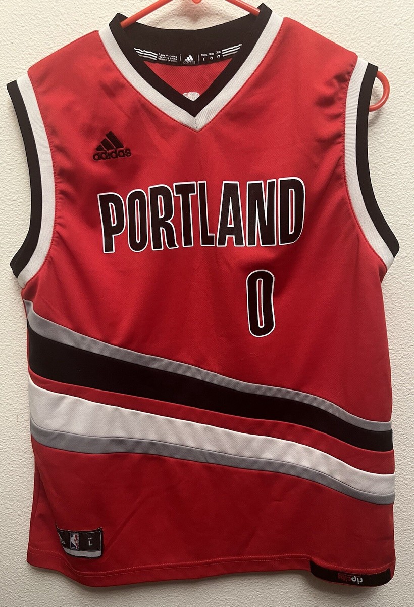 Portland Trail Blazers #0 Damian Lillard Adidas Jersey L Red NBA