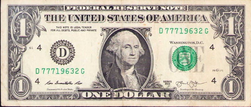 US Bank Note $1 Dollar Bill Fancy Birthday Anniversary Serial Number D 77719632G
