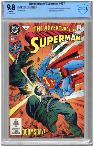 Adventures of Superman  # 497   CBCS  9.8  NMMT  Wht pgs  12/92  Doomsday cover 