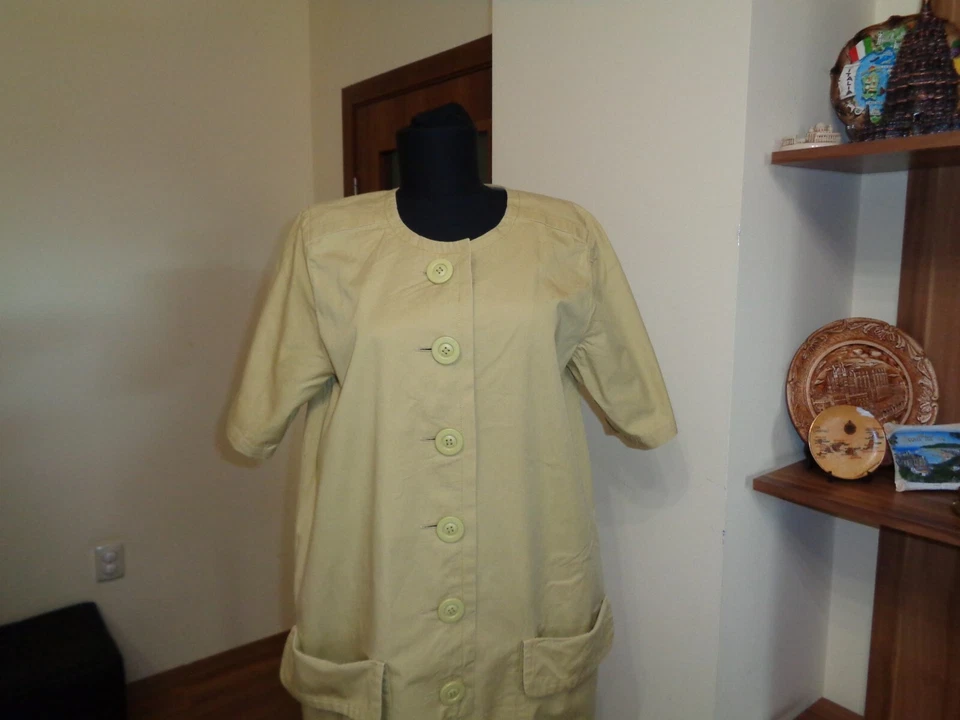 YVES SAINT LAURENT VARIACIONES TRIGO AMARILLO ALGODÓN? VESTIDO CAMISA COCOON-FR 42 Foto 2 de 4