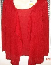 NWT SMALL WOMENS DRESSY SEXY RED BLING SPARKLE JACKET TOP 89TH & MADISON $72   