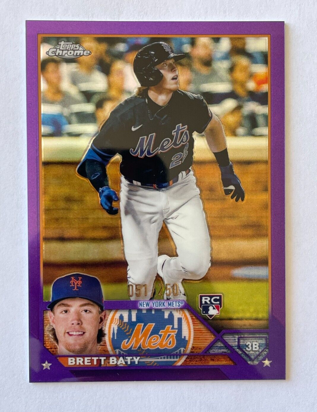 2023 Topps Chrome - Brett Baty #204 Purple Refractor /250 (RC) Mets Rookie