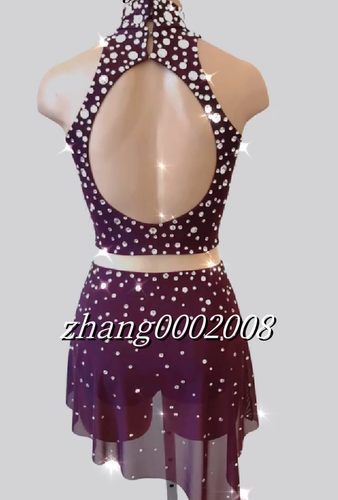 ICE DANCE DRESS/HANDMADE FIGURE SKATING COSTUME/TWIRLING DANCE DRESS - Picture 2 of 8