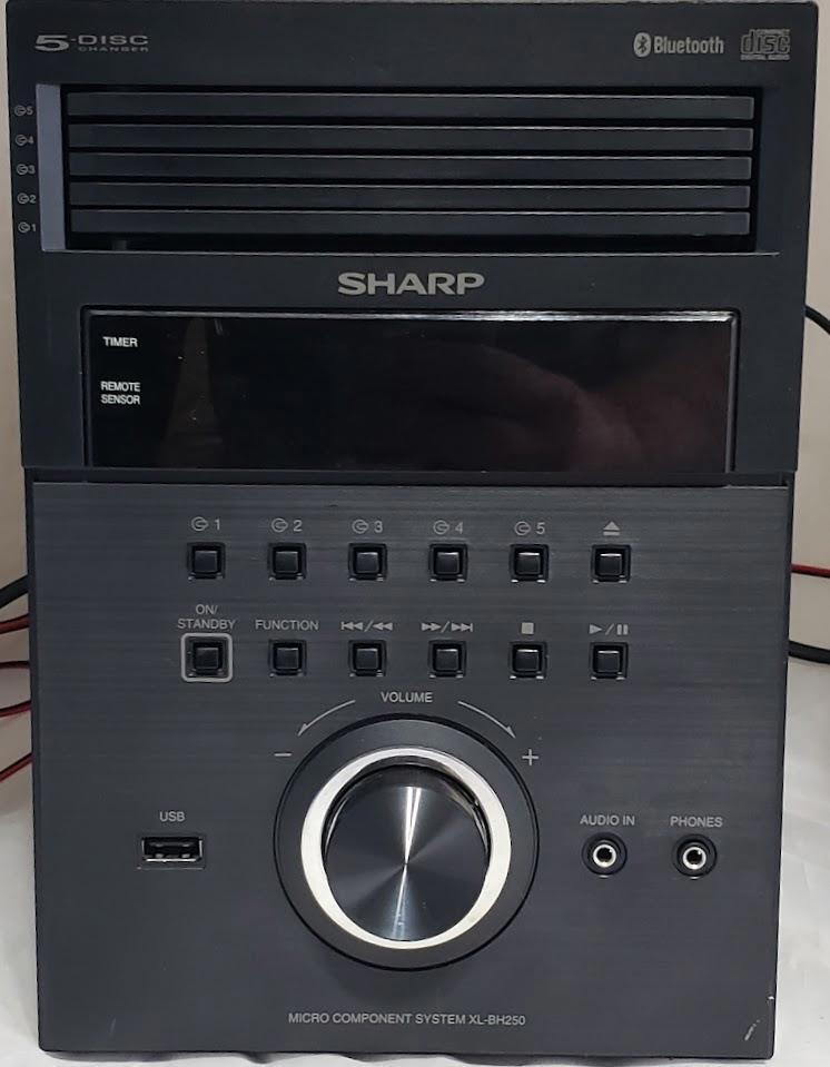 Sharp XL-BH250 5-Disc CD USB System Bluetooth MP3 w/ Speakers No remote - TESTED