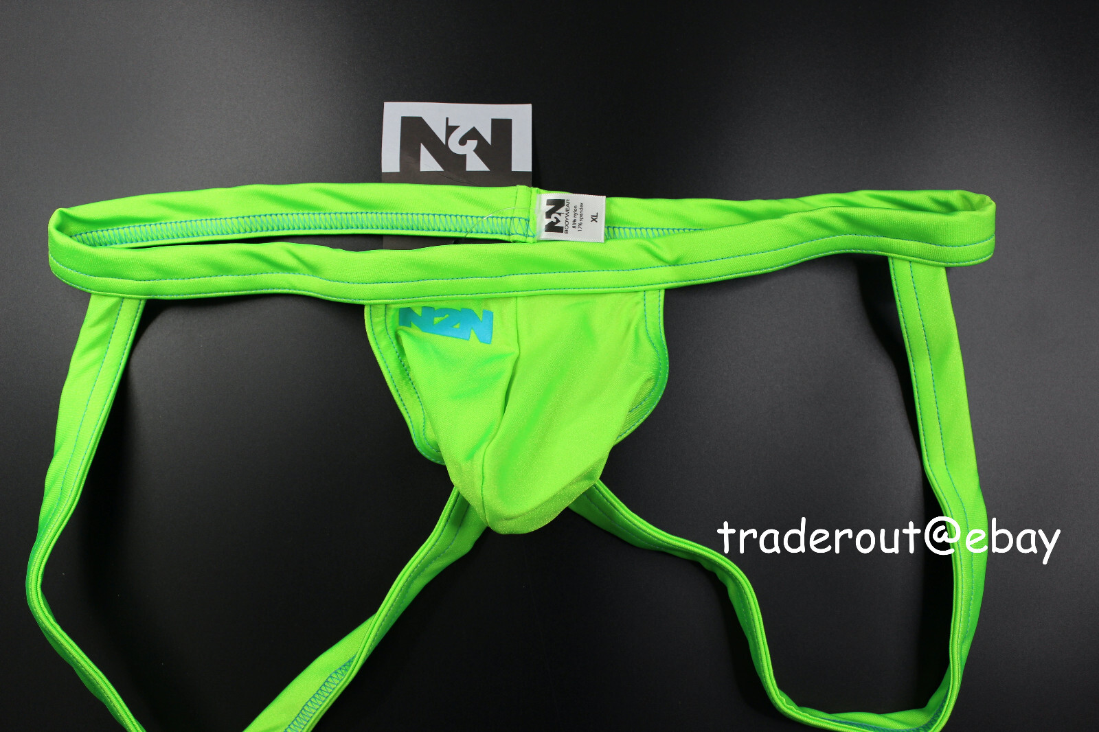 N2N Bodywear Men neon Green swim jock strap jockstraps swimwear size XL