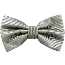 New men's pre-tied bowtie horizontal stripes polyester formal wedding prom Gray