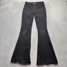 Hollister Jeans Womens 5R 27 Black High-Rise Flare Soft Stretch Split Hem Denim