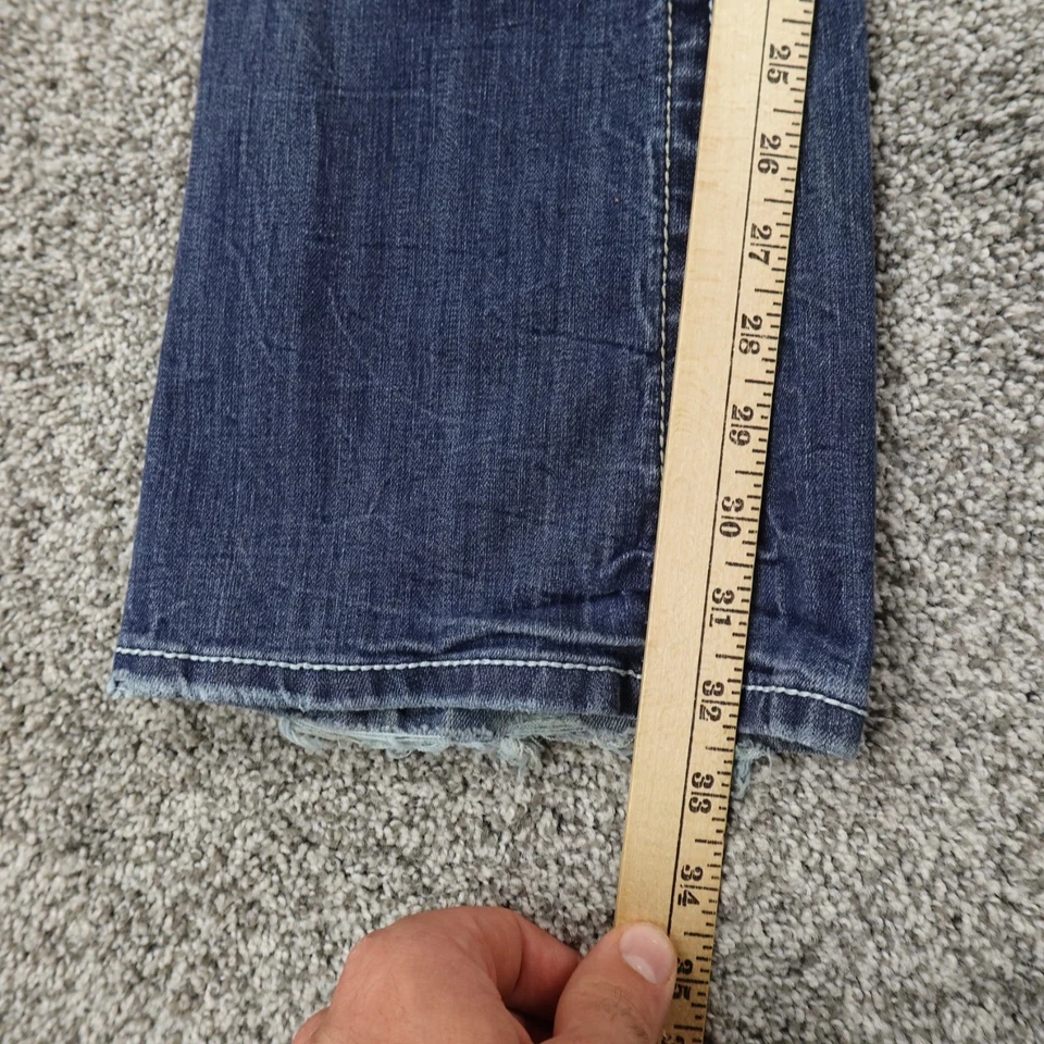 Amethyst Jeans Womens 1 Dark Blue Denim Low Rise Flare Boot Whisker Stretch Y2K - Image 4 of 4