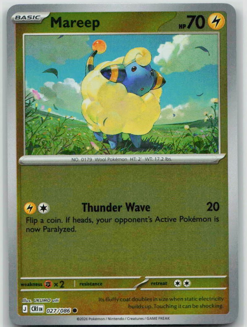 Mareep 027/086 NM Reverse Holofoil