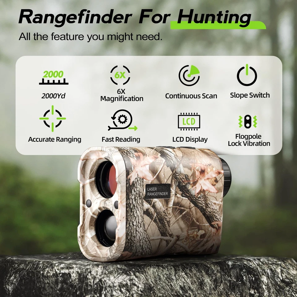 2000 Yards Hunting Laser Rangefinder, Rangefinder for Bow Hunting with Angle ... - Image 3 of 4