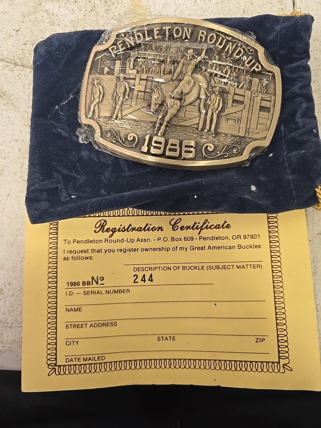 1986 Pendleton Round-Up Solid Brass Belt Buckle #… - image 2