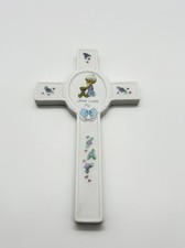 Precious Moments  Jesus Loves Me  Porcelain Wall Cross With Boy And Teddy Bear