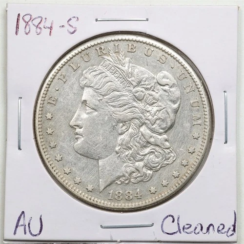 New Listing1884-S $1 Morgan Silver Dollar with AU Detail Cleaned #6526