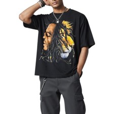 Vintage Y2K Zion Bob Marley T Shirt Lion Graphic Black Cotton Sz S