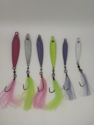 6 Pcs Anchovy Jig 1,2&3 Oz  Dressed  2x Hook