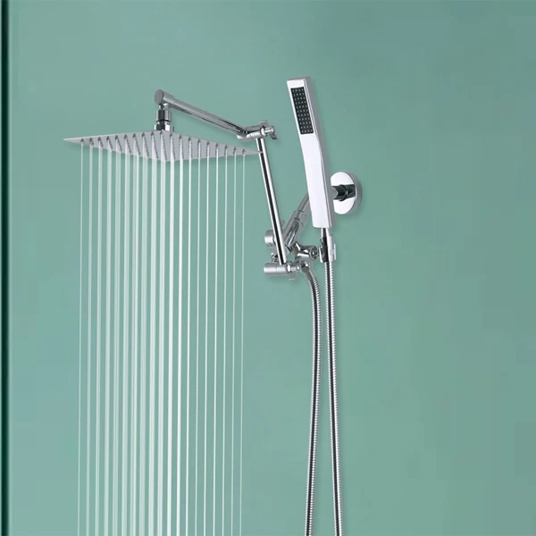 Chrome All Metal 10 in Shower Head With Handheld Shower Diverter Rainfall Combo