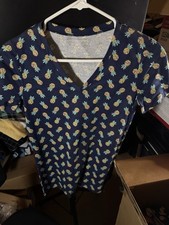 Eddie Bauer Women Short Sleeve V-Neck T-Shirt Navy Blue Size S   FREE SHIPPING