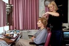 Dagmar Berghoff and make up artist at Studio am in Hamburg Germany Old Photo